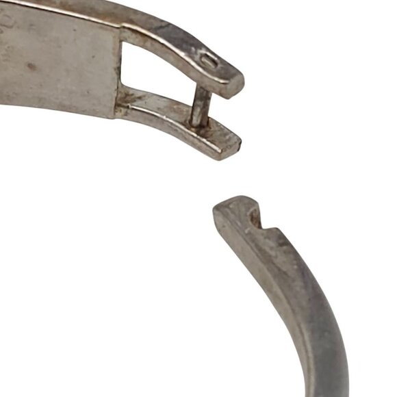 Vintage Mexico Sterling Silver Hinged Bangle Bracelet Inlay Abalone Shell - Picture 4 of 5